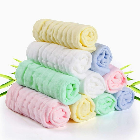 Baby Washcloths, Baby Muslin Washcloths, For Babies' Sensitive Skin, 10-Piece Organic Natural Cotton Bath Towel, Soft Baby Face Towels, Great Shower Gift 30 X 30 Cm