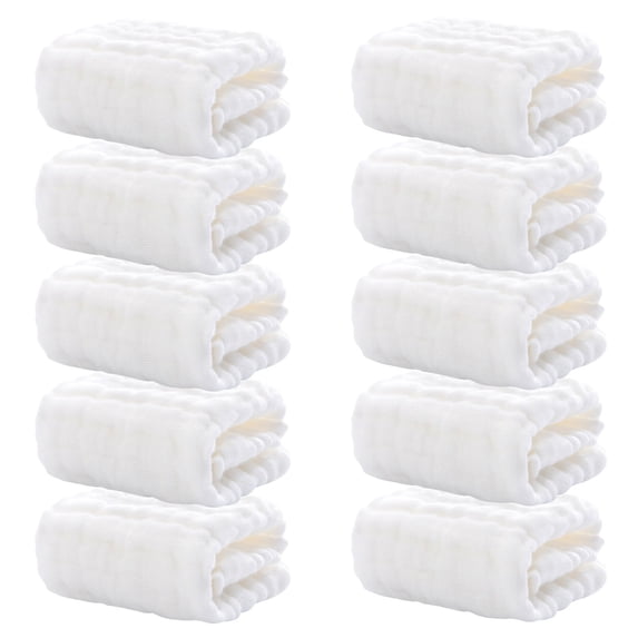Baby Washcloths Cozival 10-Pack Natural Cotton Baby Washcloths - Ultra-Soft 12X12 Inch Newborn Towels for Sensitive Skin, Multipurpose As Wipes & Burp Cloths, Baby Shower Gift, Newborn Towels, White
