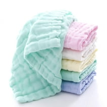 Baby Washcloths Muslin Cotton Baby Face Towels 5 Pack Wash Cloths Soft on Sensitive Skin Absorbent for Boys & Girls 12x12 Inches