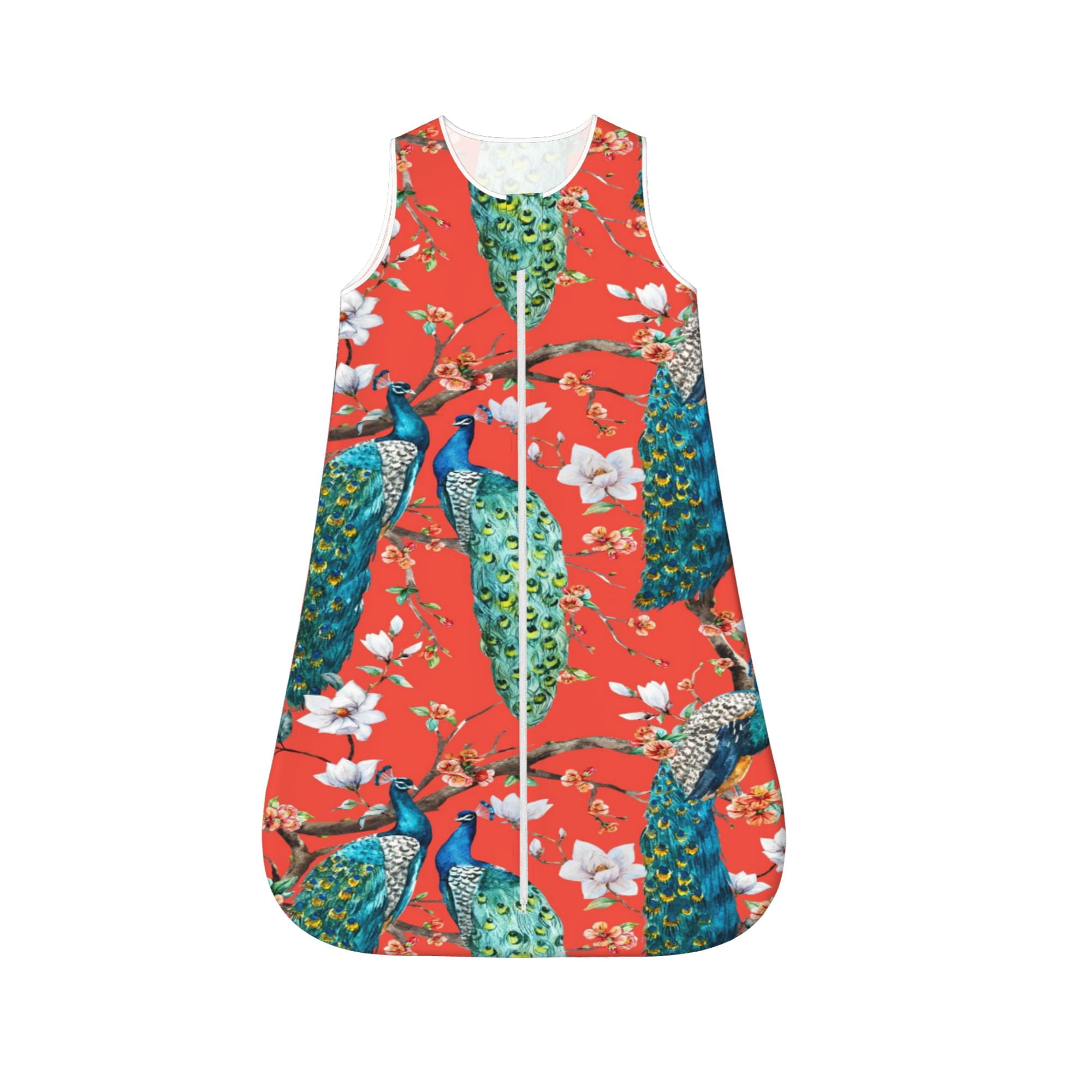Baby Wearable Blanket 024 Months Peacock Flower,Sleeveless Summer Baby Sleeping Bag With