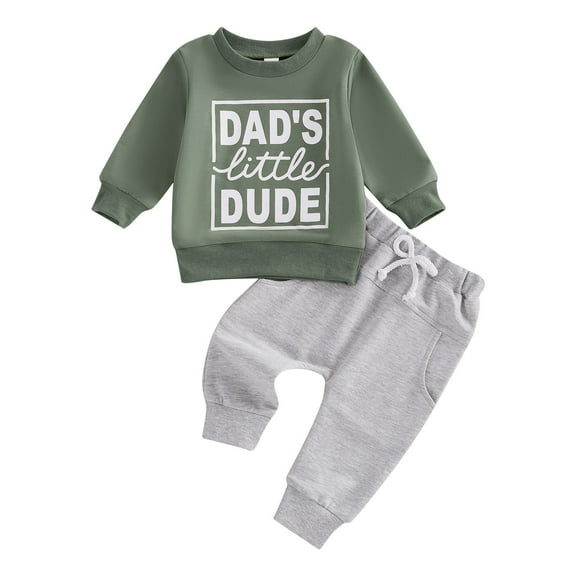 Baby Wedding Outfit Boy Baby Boy Summer Outfit Baby Boy Fall Winter Clothes Dads Little Dude Long Sleeve Shirt and Pants Set Cute Toddler Boy Outfits