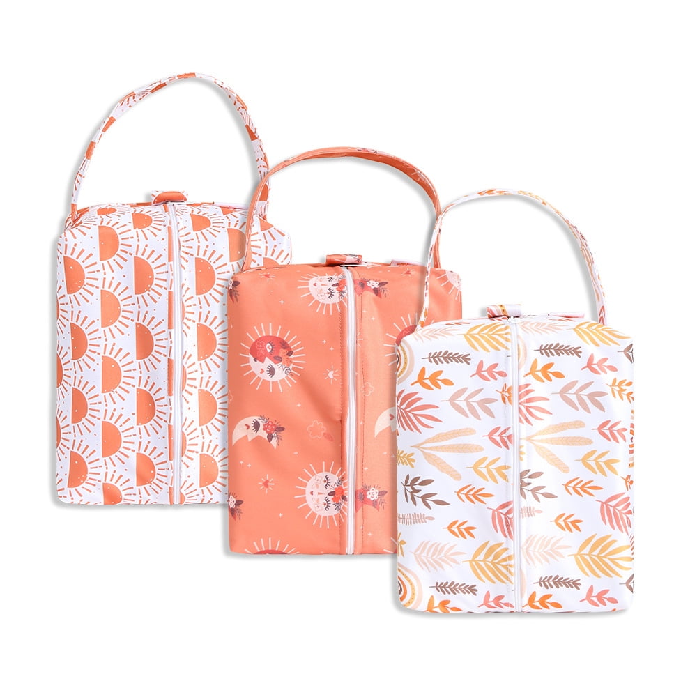Baby Wet Dry Bag 3PCS Diaper Organizer Bag Nappy Pouch Water-resistan Diaper Pod for Baby Stroller, Diaper Bag,Travel Bag