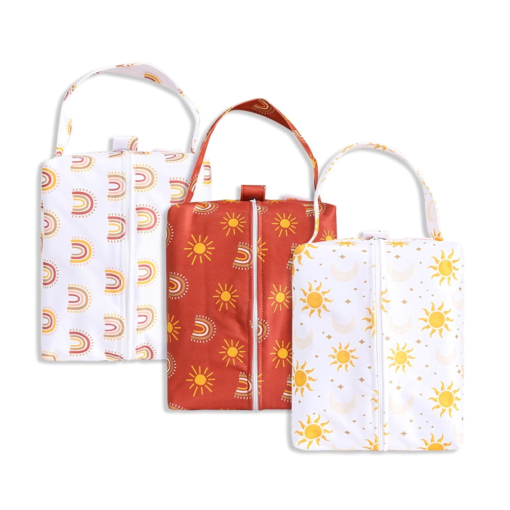 Baby Wet Dry Bag 3PCS Diaper Organizer Bag Nappy Pouch Water-resistan Diaper Pod for Baby Stroller, Diaper Bag,Travel Bag