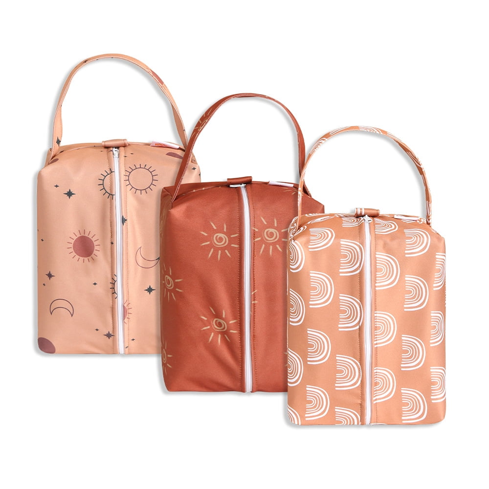 Baby Wet Dry Bag 3PCS Diaper Organizer Bag Nappy Pouch Water-resistan Diaper Pod for Baby Stroller, Diaper Bag,Travel Bag