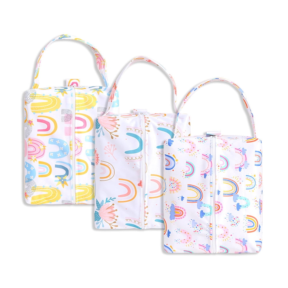 Baby Wet Dry Bag 3PCS Diaper Organizer Bag Nappy Pouch Water-resistan Diaper Pod for Baby Stroller, Diaper Bag,Travel Bag