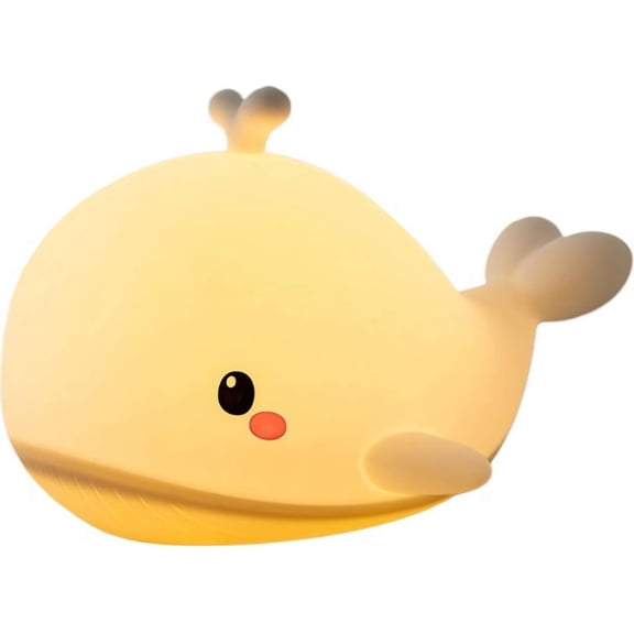 Rechargeable Baby Whale Night Light - Ocean Animal Nursery Lamp with 3 Brightness Levels & Sleep Timer, Portable Kid Bedside Light, Gift for Toddlers (White) P