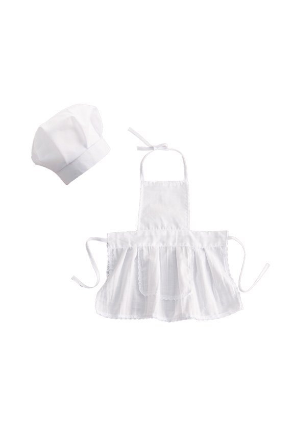 Baby White Chef Photography Prop Baby Photo Props Outfits Hat Apron Chef,Size 1 Months-6 Months