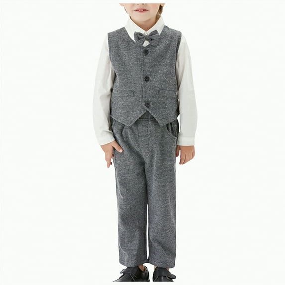 Baby Winter Clothes Boys Autumn Round Neckline Long Sleeve Elastic Waist 6M 12M 24M 2T 3T 4T 5T Party Wear Set 2Pcs