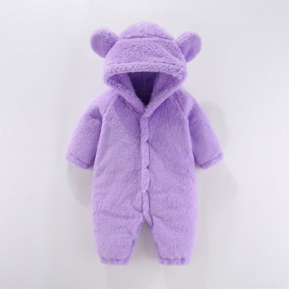 Baby Bear Snowsuit Cute Bear Ear Romper Hooded Coat Pajamas for Baby Girls 0-3 Months
