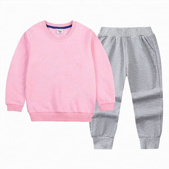 Baby Winter Clothes Kids Boys Fall Solid Color Long Sleeve Elastic Waist 0-24M Everyday Outfit Set 2-Pieces
