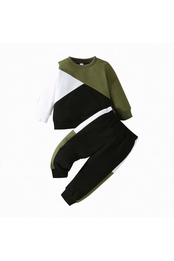 Baby Winter Clothes Little Boys Fall/Winter Stripe Long Sleeve Elastic Waist 1T 2T 3T Everyday Outfit Set 2 Pcs