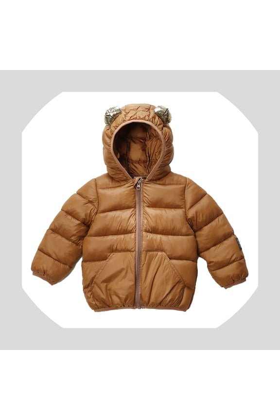 Baby Winter Coat,Baby Boys Puffer Coat Cute Bear Ear with Hoods Thicken Windproof Zipper Warm Outwear for Baby Toddler Boys Winter Jacket Baby Winter Clothes