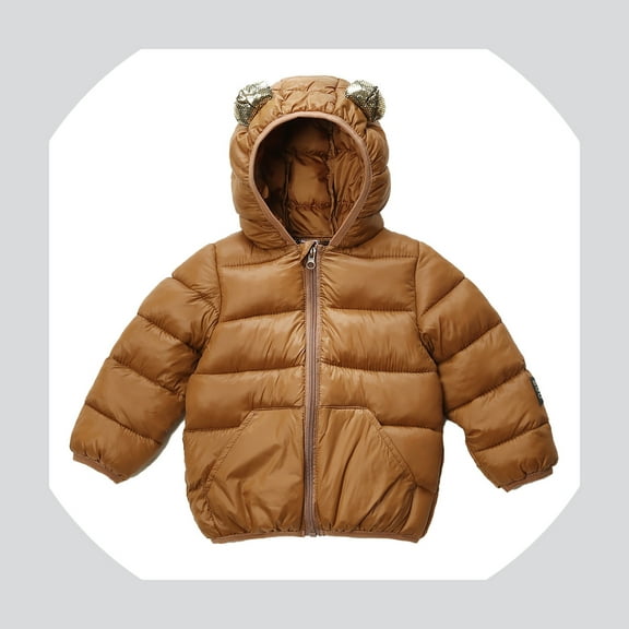 Baby Winter Coat,Baby Boys Puffer Coat Cute Bear Ear with Hoods Thicken Windproof Zipper Warm Outwear for Baby Toddler Boys Winter Jacket Baby Winter Clothes