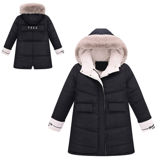 Baby Winter Coat,Baby Boys Puffer Coat Mid-length Hooded Jacket Zipper Up Down Coats For Kids Puffer Jacket