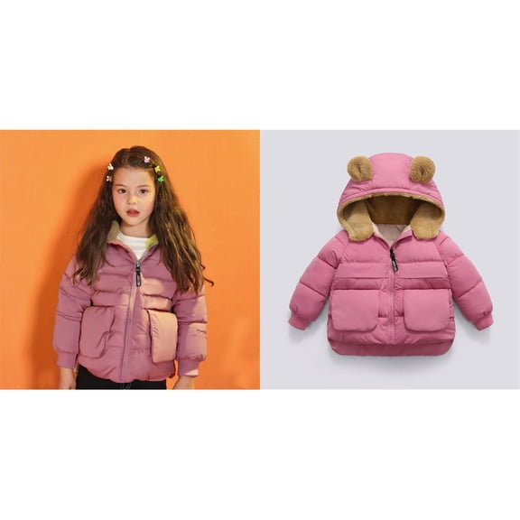 Baby Winter Coat,Baby Girls Puffer Coat Bear Ear Cute Jackets Lightweight Puffer Jacket for Baby Girls Winter Warm Outwear Jacket Coat Baby Clothes