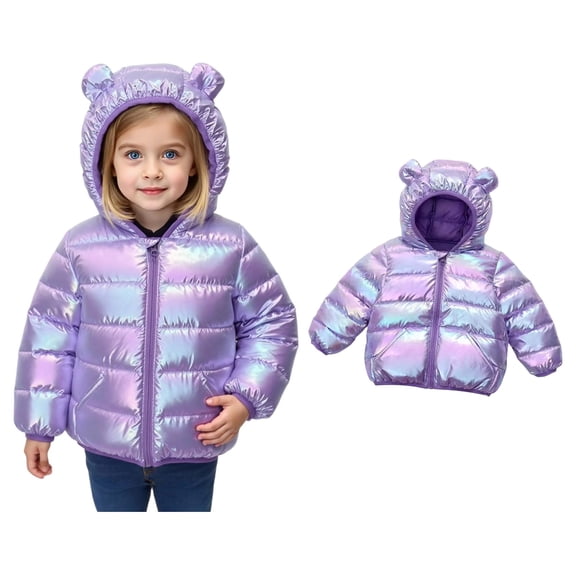 Baby Winter Coat,Baby Girls Puffer Coat Bear Ear Cute Jackets Thicken Windproof Zipper Warm Outwear for Baby Toddler Winter Jacket Warm Thick Clothes