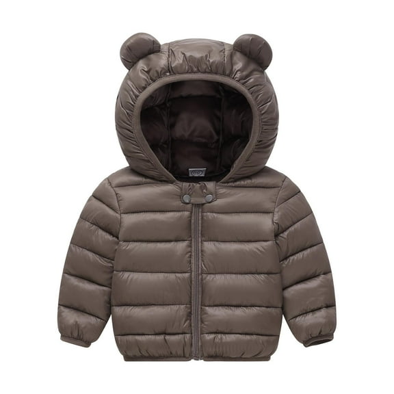 Baby Winter Coat Baby Girls Puffer Coat Bear Ear Hooded Jacket Zipper Windproof Jacket Outwear for Kids Baby Fall Outfits for Girls Baby Boy Clothes 18-24 Months