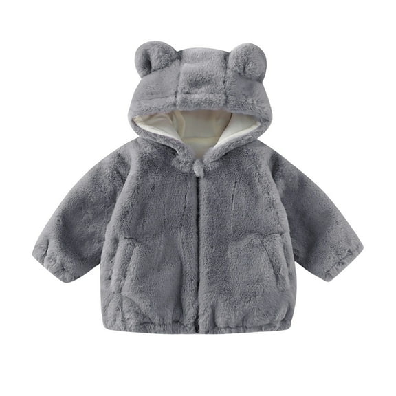 Baby Winter Coat Fleece Jacket Baby Hoodie with Bear Ear for Baby Girls Toddler Puffer Jacket Baby Girl Clothes Winter 18-24 Months