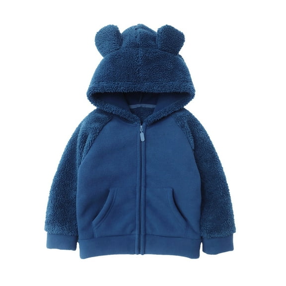 Baby Winter Coat Fleece Jacket Cute Bear Ear Hooded Jacket for Baby Girls Warm Fleece Outerwear Little Boys Girls Clothes 2-3 Years