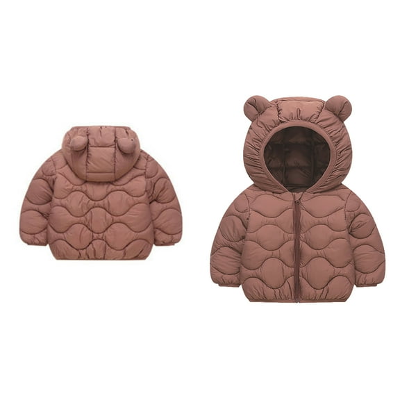 Baby Winter Coat,Kids Puffer Coat Cute Bear Ear Hooded Jacket Thicken Windproof Zipper Warm Outwear for Kids Baby Kids Winter Jacket Baby Boy Clothes