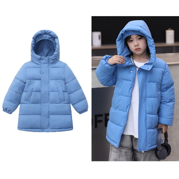 Baby Winter Coat,Little Boys Girls Puffer Coat Baby Mid-length Hoodie with Long Sleeve Light Winter Coats For Kids Girls Fall Jacket