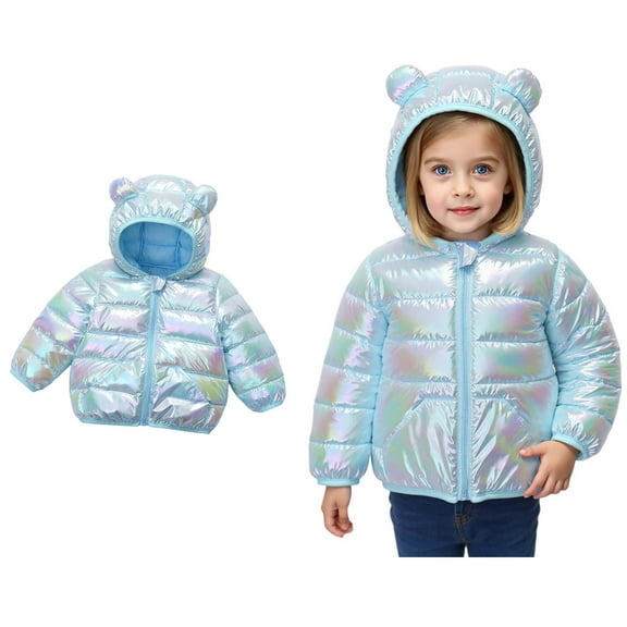 Baby Winter Coat,Little Boys Girls Puffer Coat Bear Ear Hooded Jacket Thicken Windproof Zipper Warm Outwear For Baby Winter Coat Baby Girl Winter Clothes