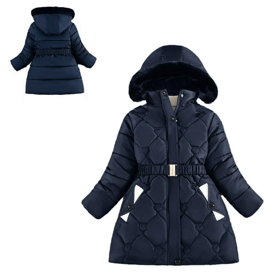 Baby Winter Coat,Little Boys Girls Puffer Coat Mid-length Hooded Jacket Thicken Windproof Zipper Warm Outwear For Kids Baby Girls Boys Winter Jacket