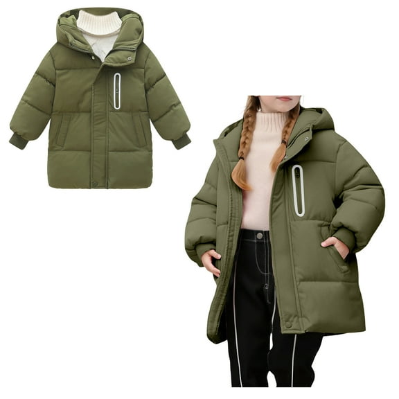 Baby Winter Coat,Little Boys Girls Puffer Coat With Mid-length Hoods Zipper Up Down Coats For Baby Girls Baby Jacket Kids Winter Clothes