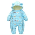 thumbnail image 1 of Baby Winter Coat Winter Girl Boy Bear Ears Hooded Romper Snowsuits Zipper Coats Jackets Baby Snowsuit Blue 12 Months-18 Months, 1 of 3