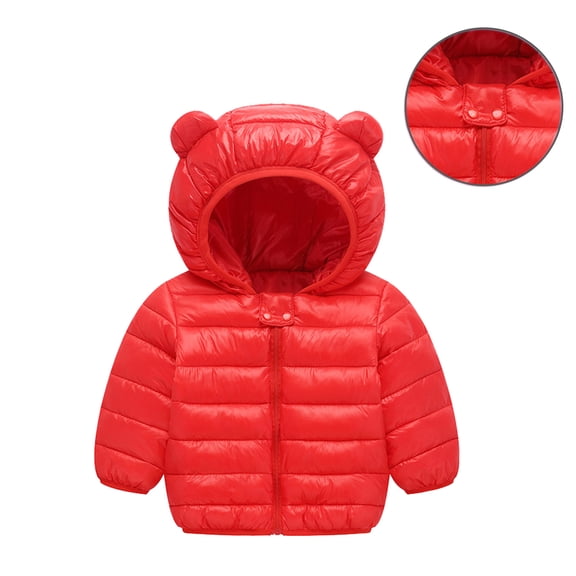 Baby Winter Coats for Boys Girls Puffer Jacket Zip up Long Sleeve Windproof Jacket Outwear Cute Bear Ear Hooded Jackets with Pockets Jacket for Baby Girl 9-12 Months