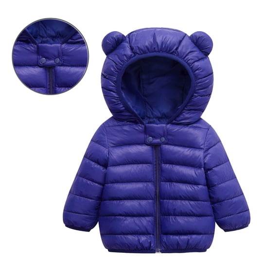 Baby Winter Coats for Kids Boys Puffer Jacket Zip up Long Sleeve Windproof Down Jacket Cute Bear Ear Hooded Jackets with Pockets Winter Clothes 9-12 Months
