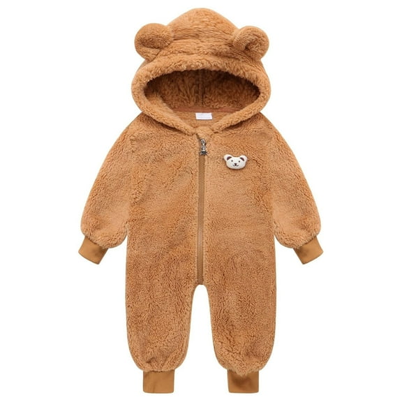 Baby Winter Clothes Cute Bear Ear Hooded Romper Outfits New Born Clothes for Baby 6-12 Months