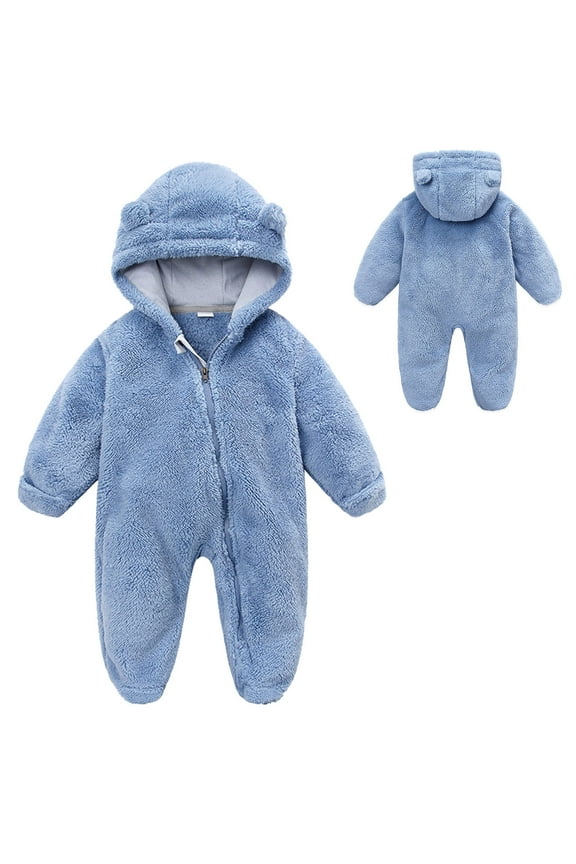 Baby Winter Clothes Cute Bear Ear Romper Hooded Winter Clothes for Baby Boys 9-12 Months