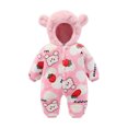 thumbnail image 1 of Baby Winter Fleece Jumpsuit Girls Long Sleeve Onesie Pajamas Button Down Plush Cute Romper Newborn Essentails, Pink, 3 Months, 1 of 4