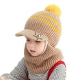 thumbnail image 1 of Baby Winter Hat, 2-7 Years Baby Beanie - Thickened Plush Lining, Small Ball Decor Star Print Wide Brim Ear Protection Baby Hats, 1 of 8