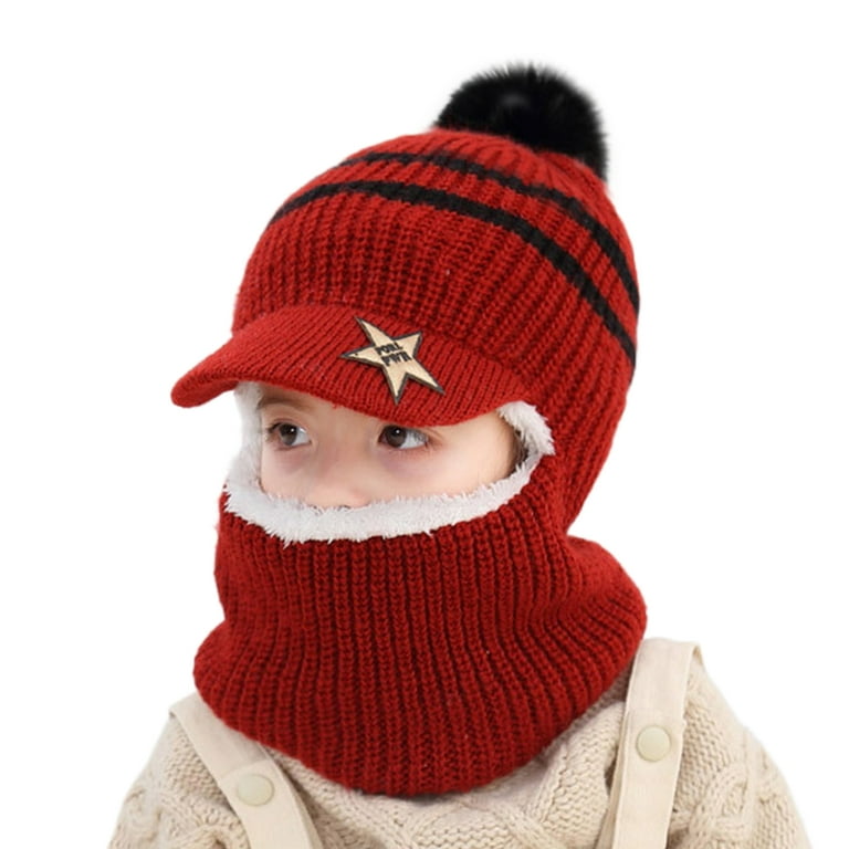Kids winter hat with brim hotsell