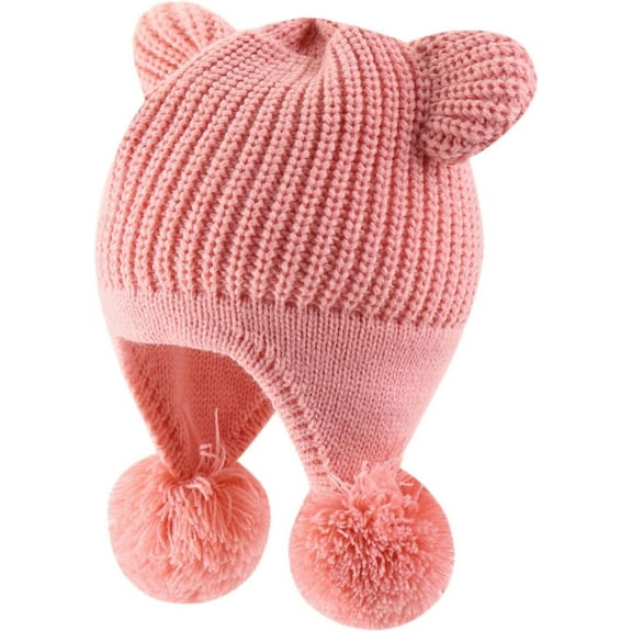 Baby Winter Hat Cute Bear Earflap Beanie Warm Fleece Lining Knit Cap for Toddler Boys Girls
