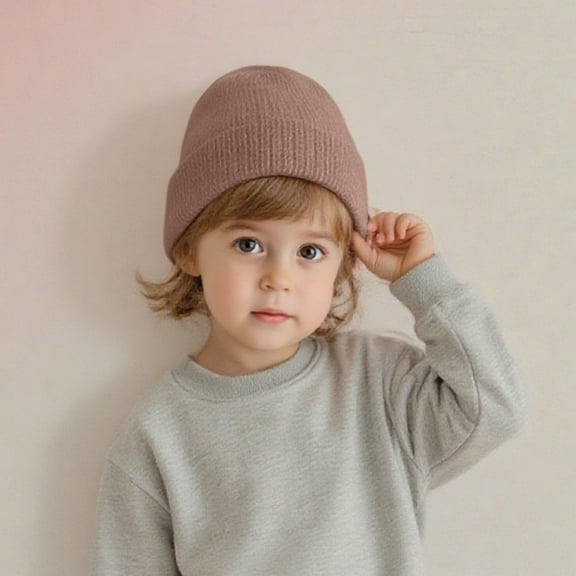 Baby Winter Hat Fleece Lined Beanie Hats for Toddler Kids Boys Girls Warm Thick Knitted Coffee 1-4 Years