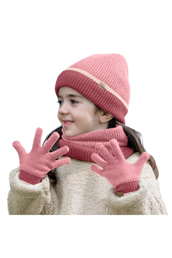 Winter Hats for Women Winter Hats for Men Children Hat Scarf And Glove Set Fashionable Outdoor Baby Warm Three Piece Set