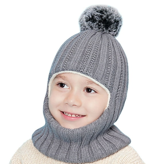 Baby Winter Hat Scarf Stocking Hat for Toddler Boys Toddler Beaniess Hats Girl Baseball Cap Boy with Neck Warmer Pompom Beaniess for Kids Boys Hat Knit Warm Earflap Hood Skullss Caps