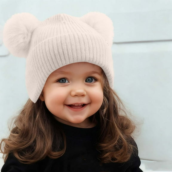 Baby Winter Hats, Infant Toddler Boys Girls Warm Wool Knitted Beanie Hat Beige 6-36 Months