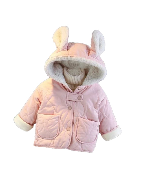 Baby Winter Jackets Kids Pink Long Sleeve Hooded Down Jacket Windproof Girls Winter Coats 3-6 Months