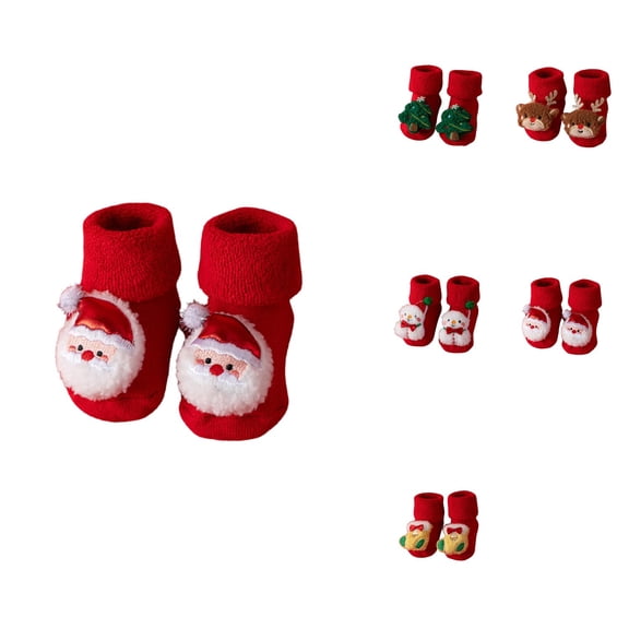 Baby Winter Non- Floor Socks with Rattle for â Cotton Crawling Christmas Socks for Little Boys and Girls