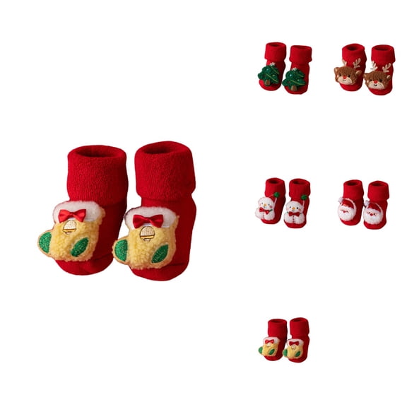Baby Winter Non- Floor Socks with Rattle for â Cotton Crawling Christmas Socks for Little Boys and Girls