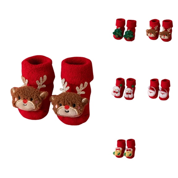 Baby Winter Non- Floor Socks with Rattle for â Cotton Crawling Christmas Socks for Little Boys and Girls