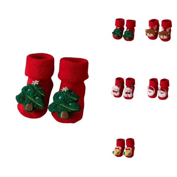 Baby Winter Non- Floor Socks with Rattle for â Cotton Crawling Christmas Socks for Little Boys and Girls