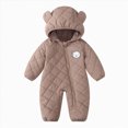 thumbnail image 1 of Baby Winter Quilted Romper Cute Bear Ear Hooded Jumpsuit Light Warm Infant Zipper Snowsuit, 1 of 7