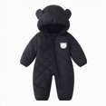 thumbnail image 1 of Baby Winter Quilted Romper Cute Bear Ear Hooded Jumpsuit Light Warm Infant Zipper Snowsuit, 1 of 7