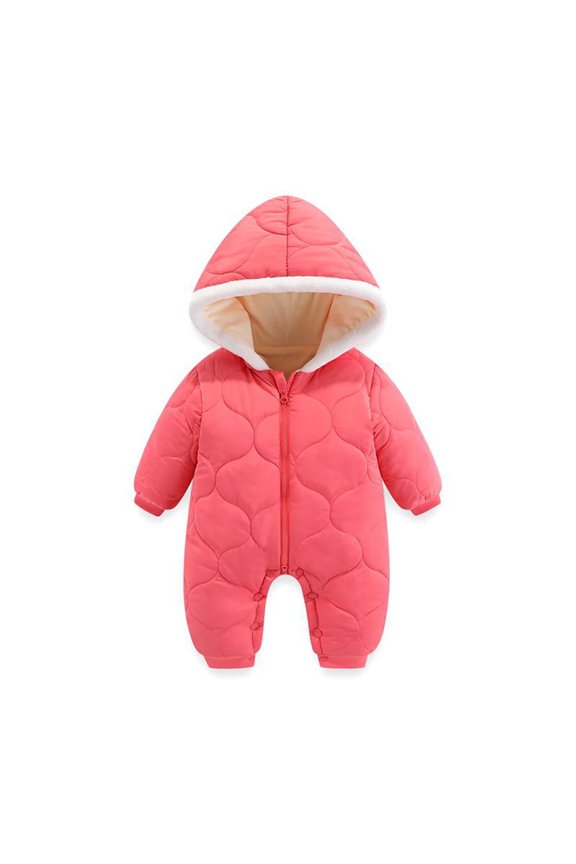 Baby Winter Romper Warm Hooded Romper Coat for Toddler Boy Winter Jacket Jumpsuit Solid Cute Printed Warm Windproof Baby Coat 0-6 Months