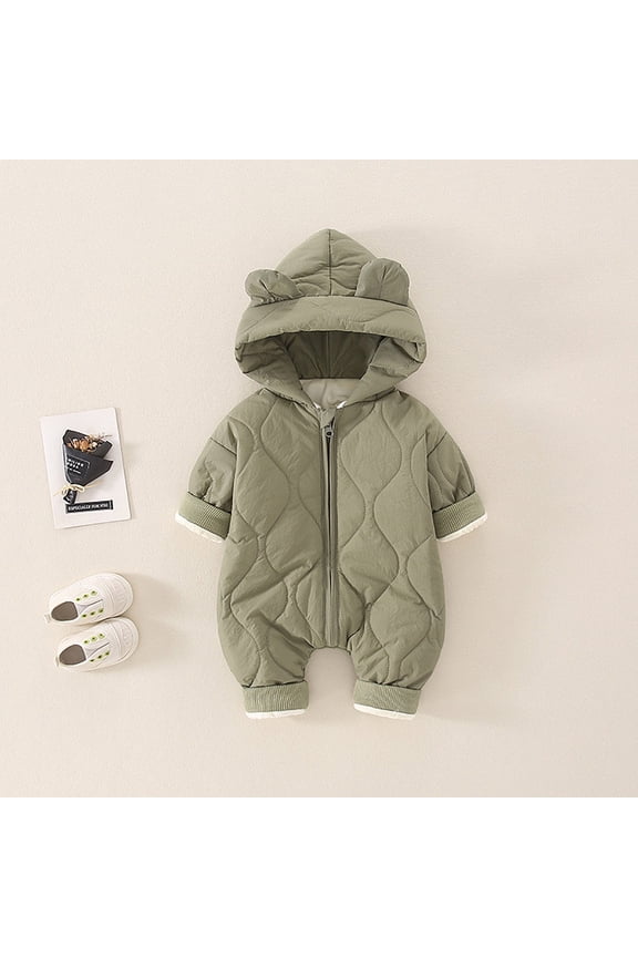 Baby Winter Romper Warm Hooded Puffer Coat Jacket Romper for Baby Boy Clothes Warm Windproof Long Sleeve Winter Coat 3-6 Months